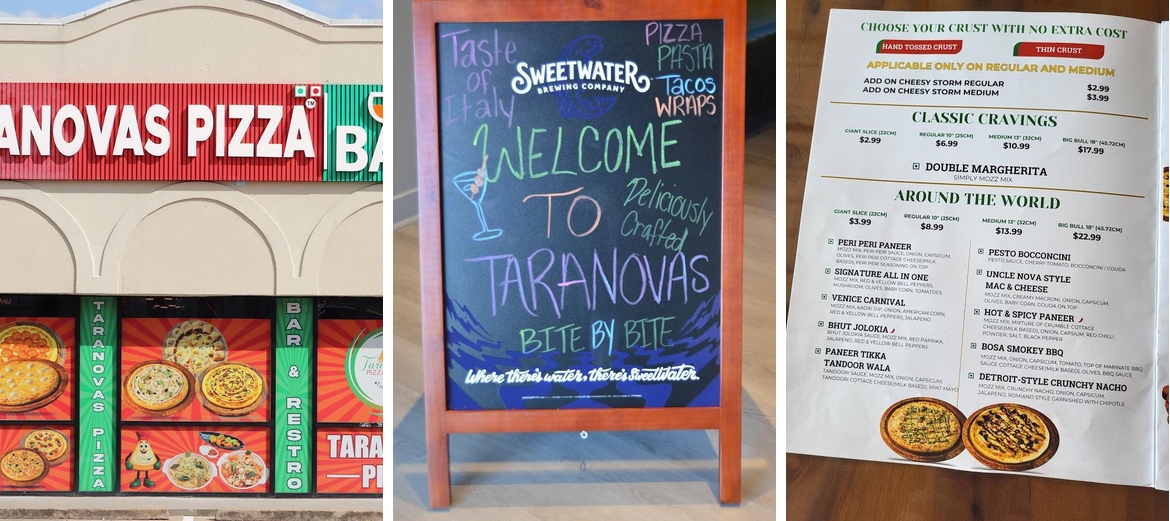 Taranovas Pizza Menu